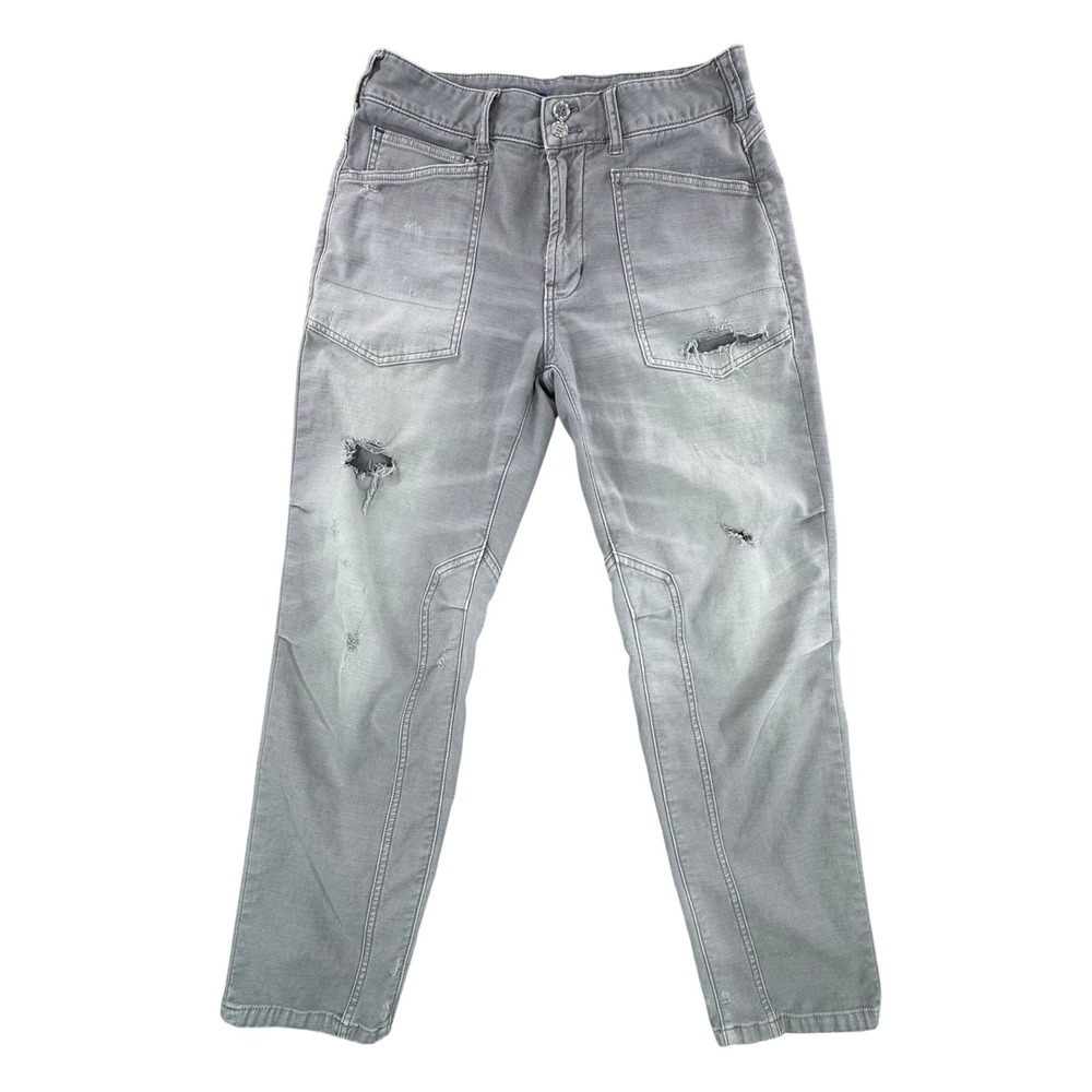 Pilcro Letterpress Wanderer Gray Utility Distressed Pants Women 27 Anthropologie